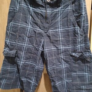 Old Navy Kids Plaid Cargo Shorts - Black and Blue